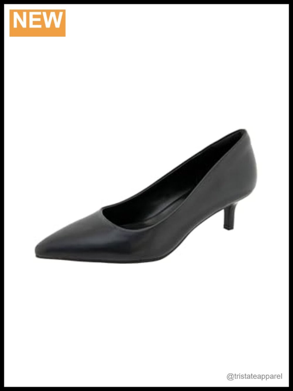 Faux Leather Pointed Toe Kitten Heel Pump, Slip-On